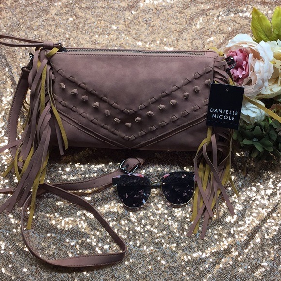 Danielle Nicole Handbags - Danielle Nicole Fringe Rose Crossbody Handbag